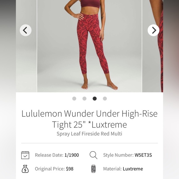 Lululemon Wunder Under High-Rise Tight 25" *Luxtreme
Spray Leaf Fireside Red - Picture 2 of 5